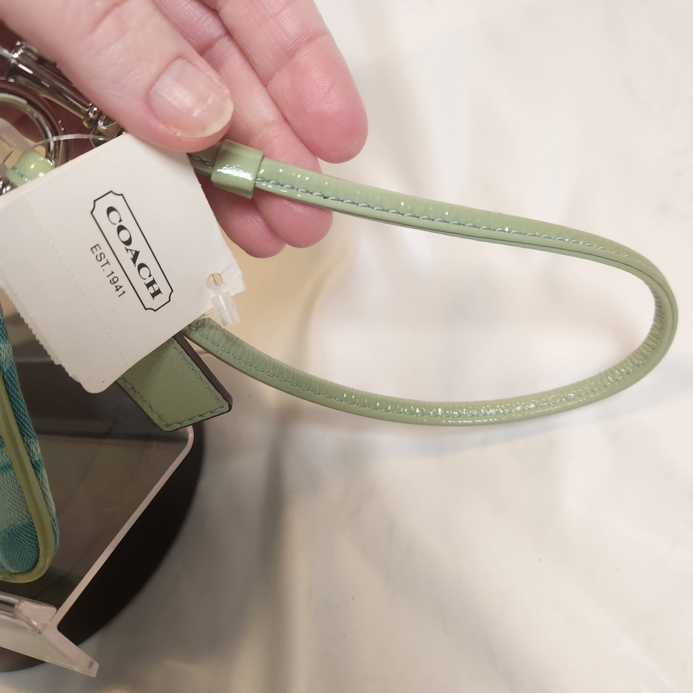 Coach Poppy Signature C Teal Wristlet Pouch - Picture 5 of 12